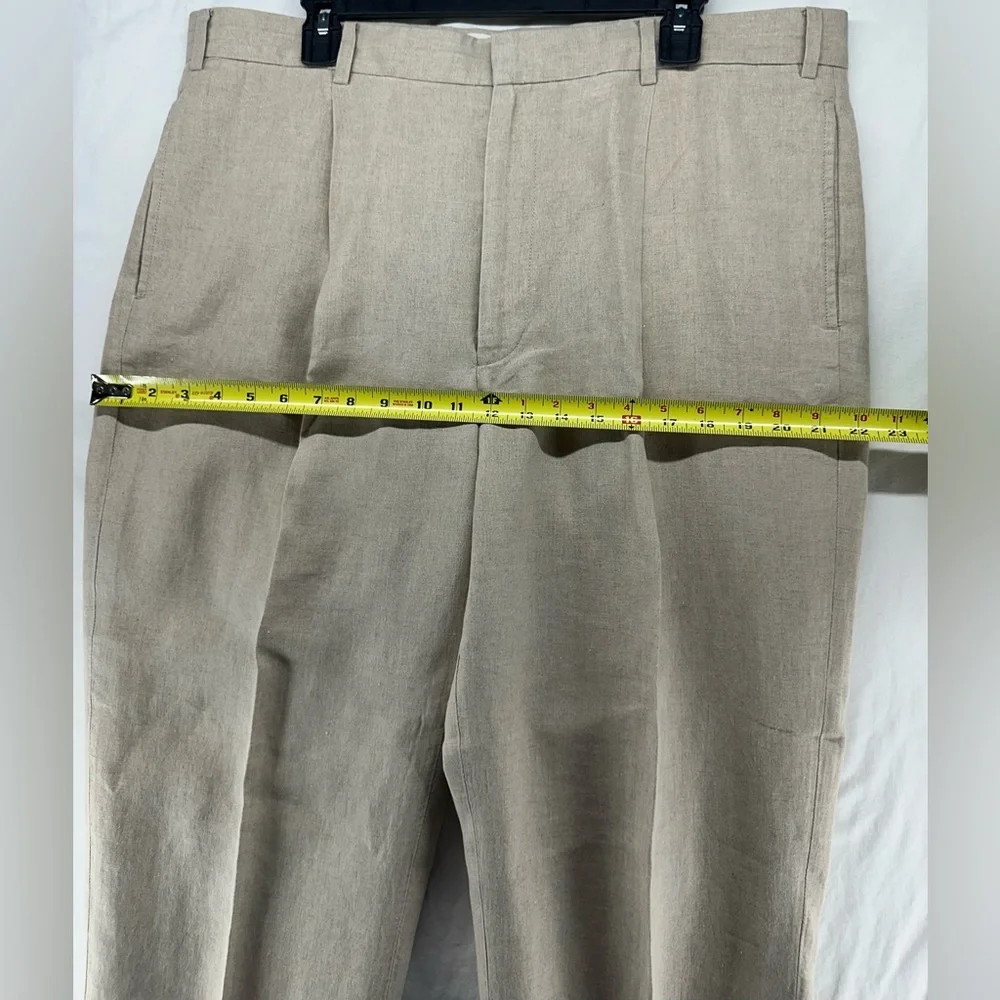 Eddie‎ Bauer Mens Linen Pants 38 Pleated Beige Tan